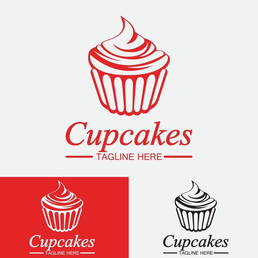 modello di vettore di progettazione di logo di cupcake. icona di panetteria cupcakes.