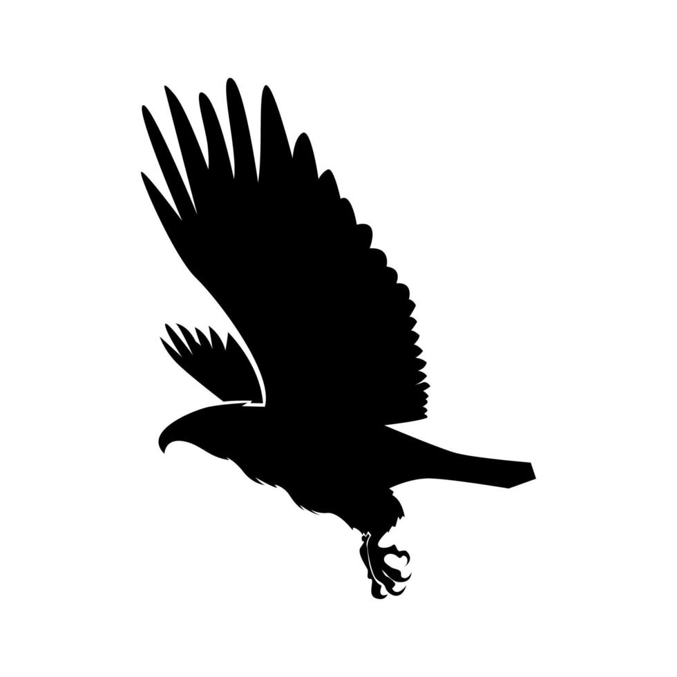 sagoma di aquila, sagoma di falco, disegno di sagoma di uccello, semplice illustrazione di aquila vettore