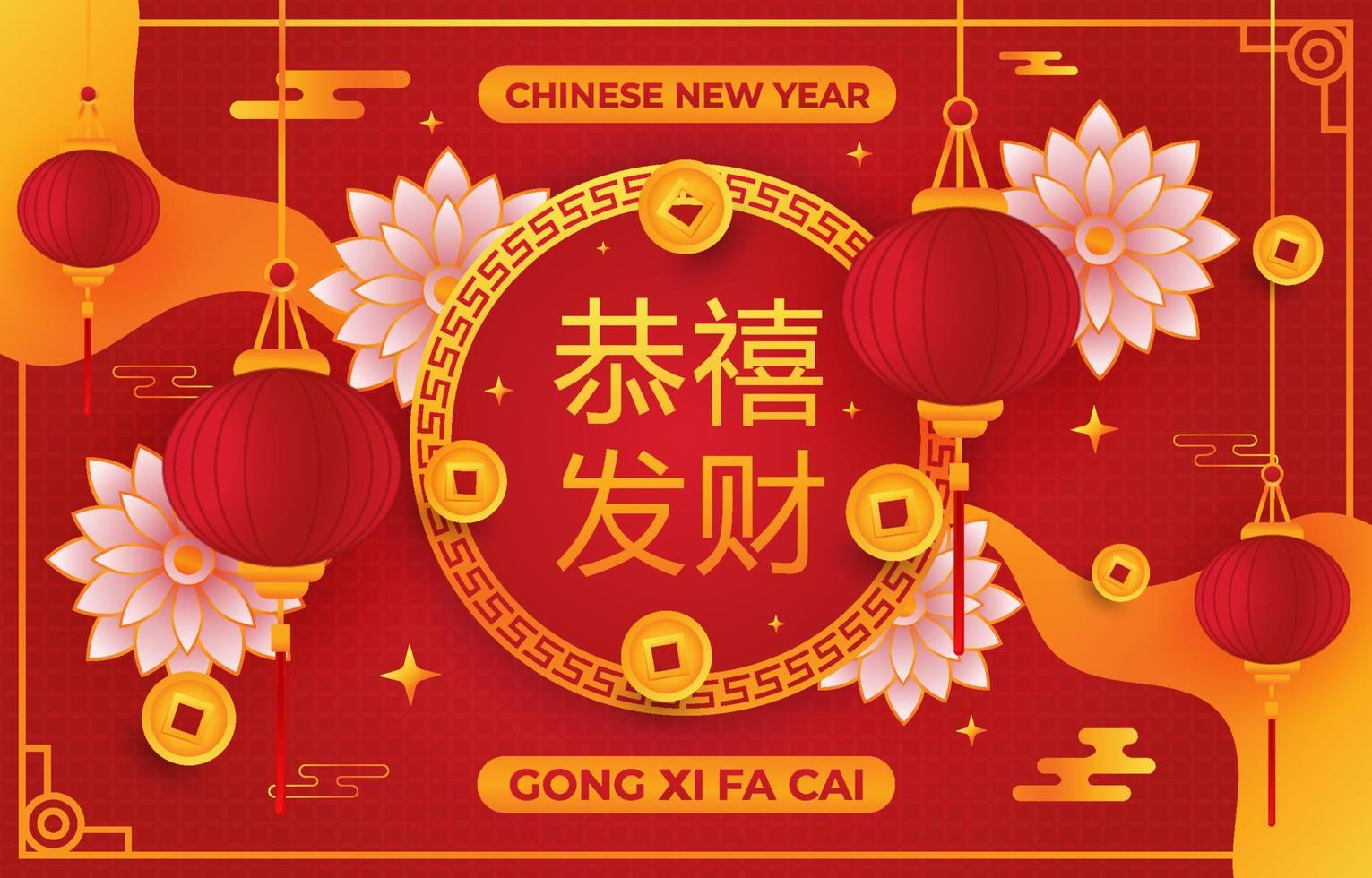 sfondo del capodanno cinese gong xi fa cai vettore