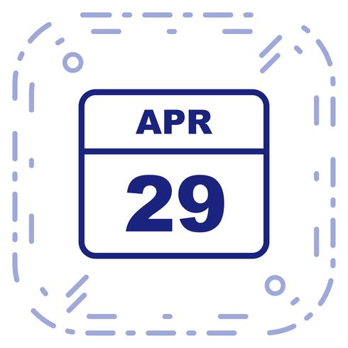 29 aprile Data su un calendario per un solo giorno vettore