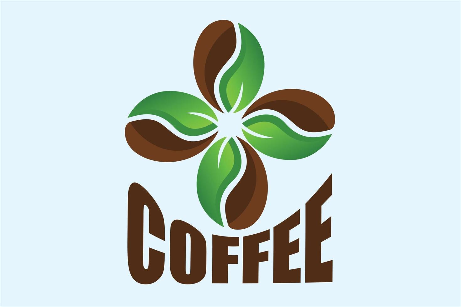 icona del chicco di caffè che forma il logo del motivo floreale vettore