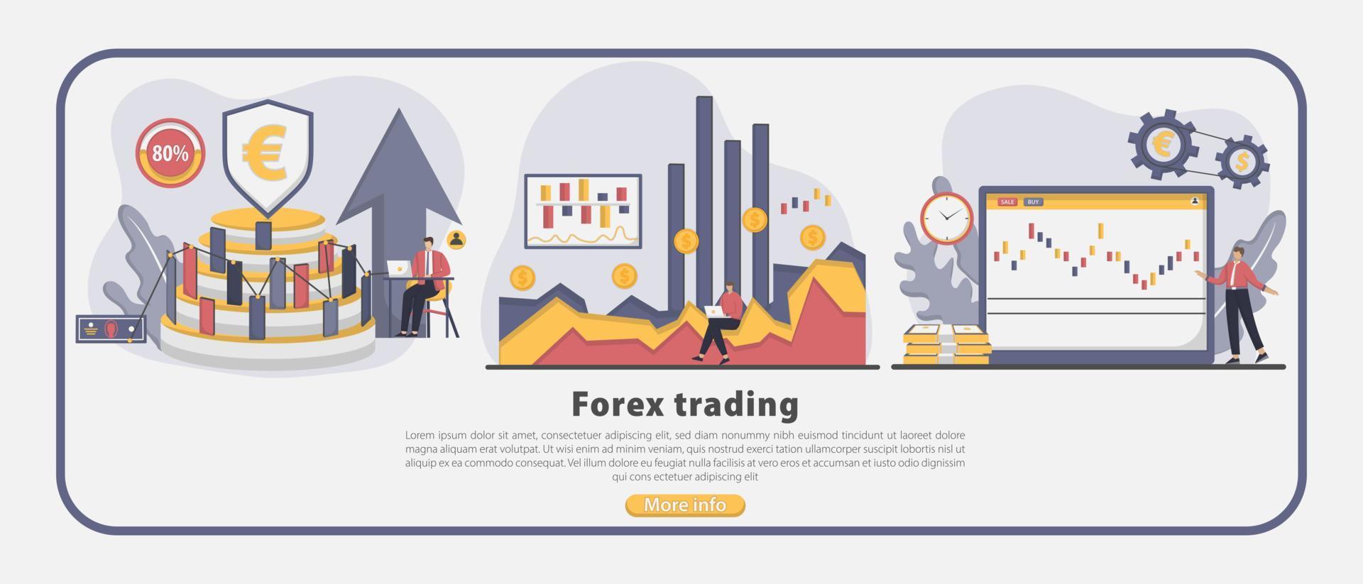 illustrazione vettoriale design piatto forex trading landing page concept