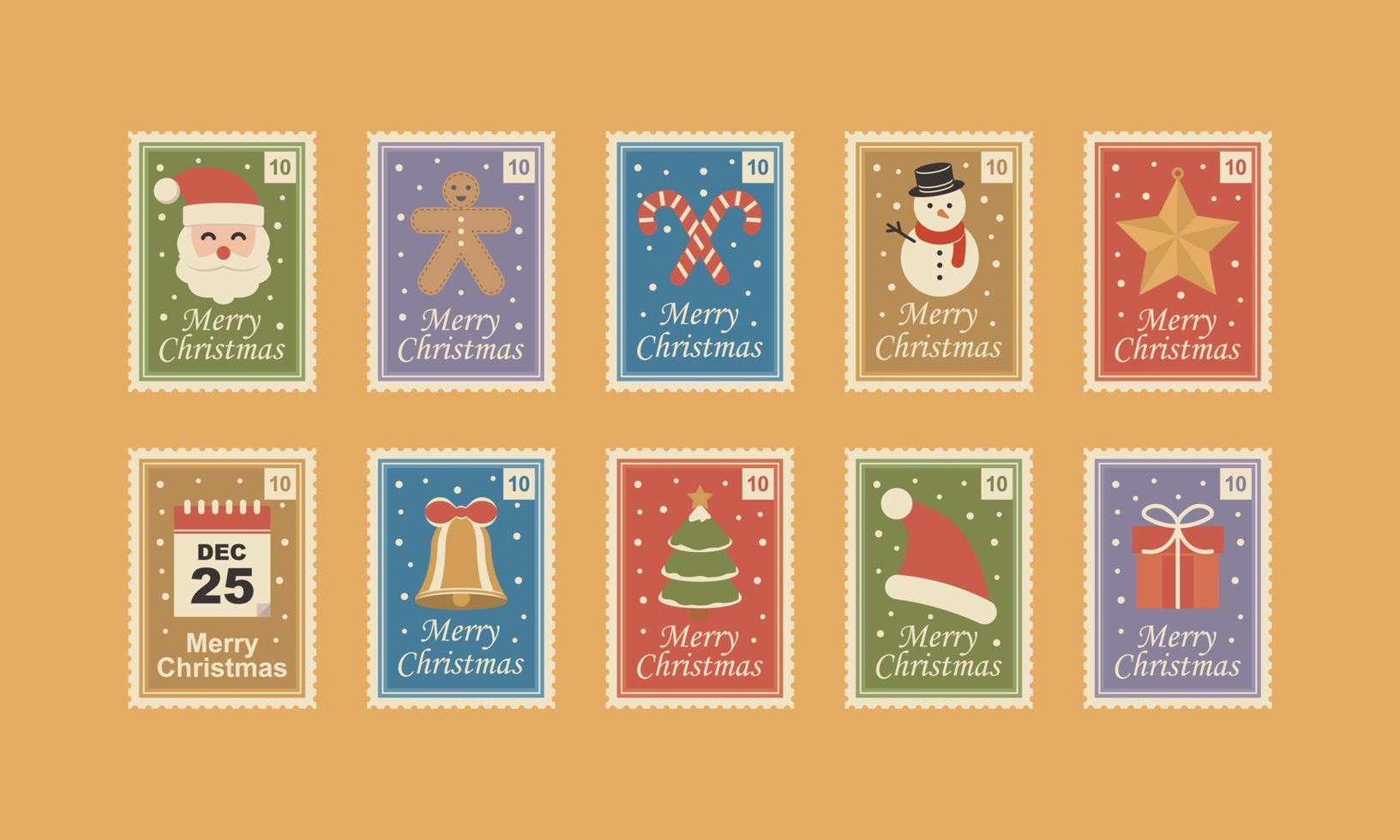 illustrazione vettoriale di francobollo natalizio retrò