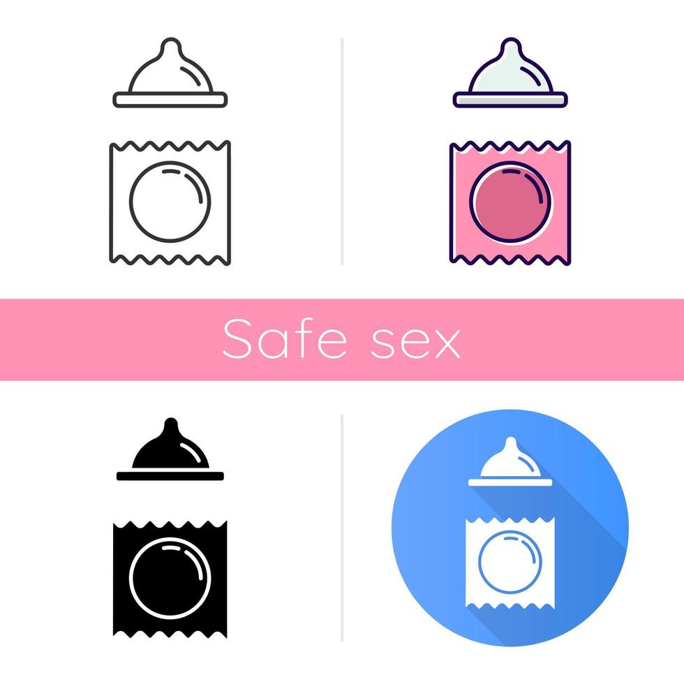 icona contraccettiva. preservativo femminile per il sesso sicuro. prevenzione della gravidanza. controllo delle nascite. hiv, sti protezione per rapporti sani. design piatto, stili lineari e di colore. illustrazioni vettoriali isolate