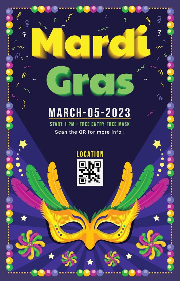 poster di carnevale mardi gras vettore