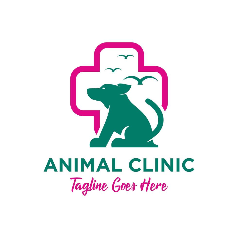 modello di progettazione del logo della clinica per animali vettore