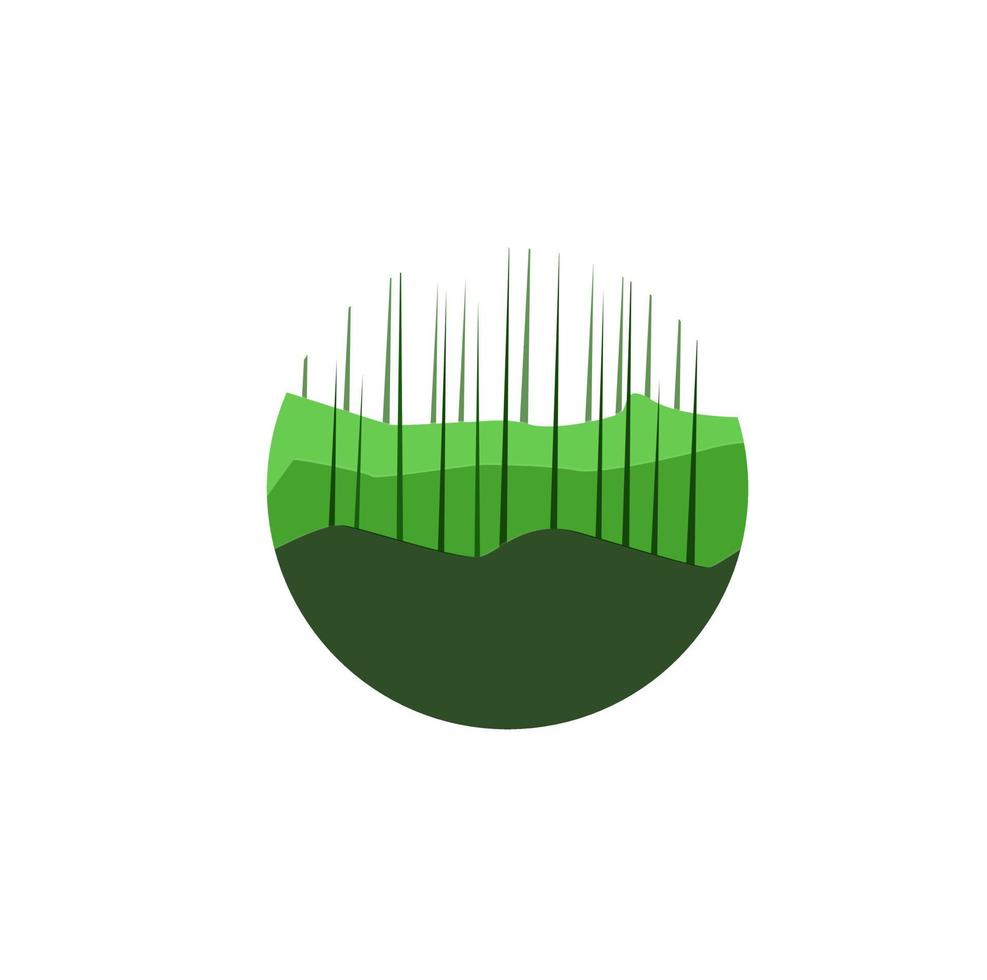 logo della foresta con muschio verde e gambo senza foglie, perfetto per il logo aziendale vettore