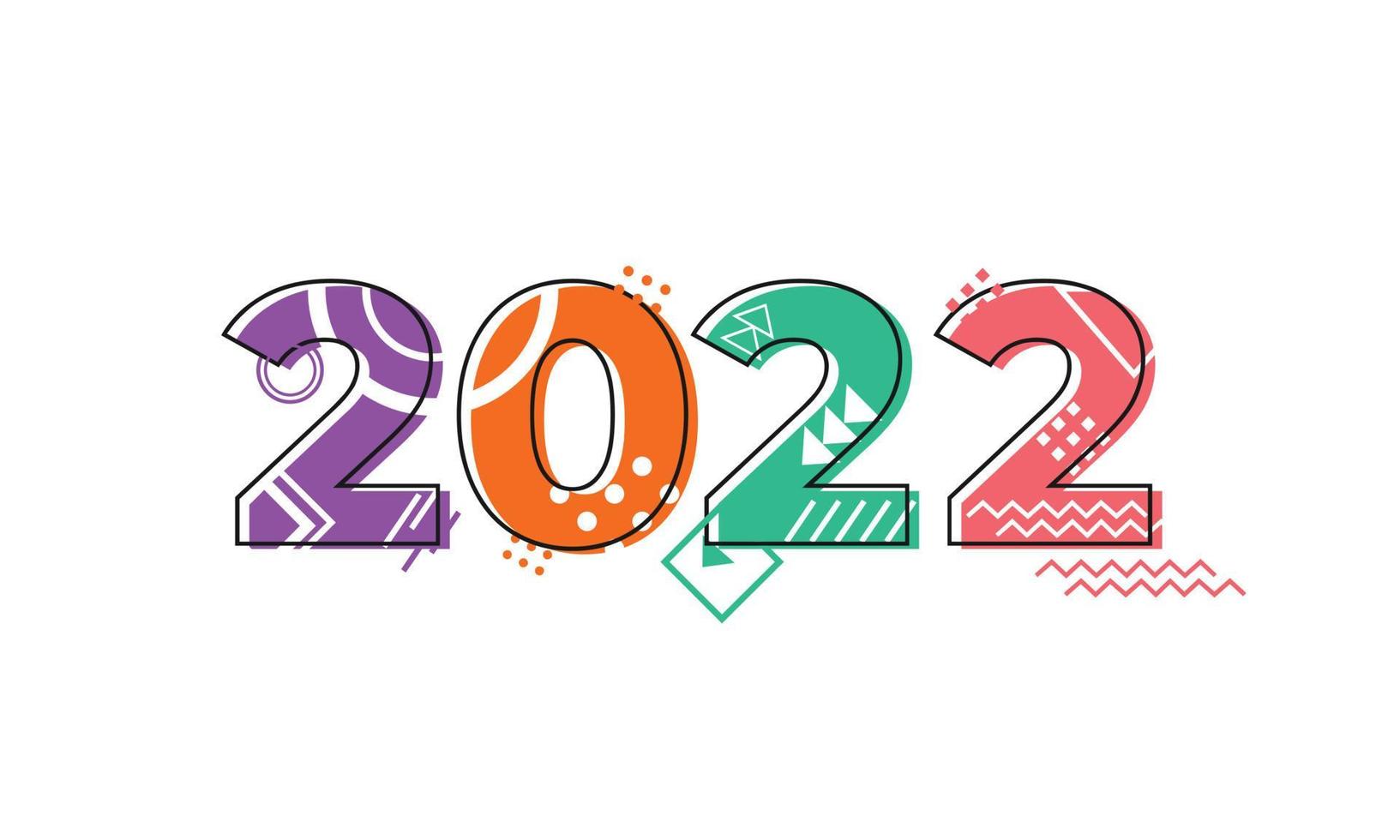 felice anno nuovo 2022 forma geometrica. sfondo semplice illustrazione vettoriale stile piatto
