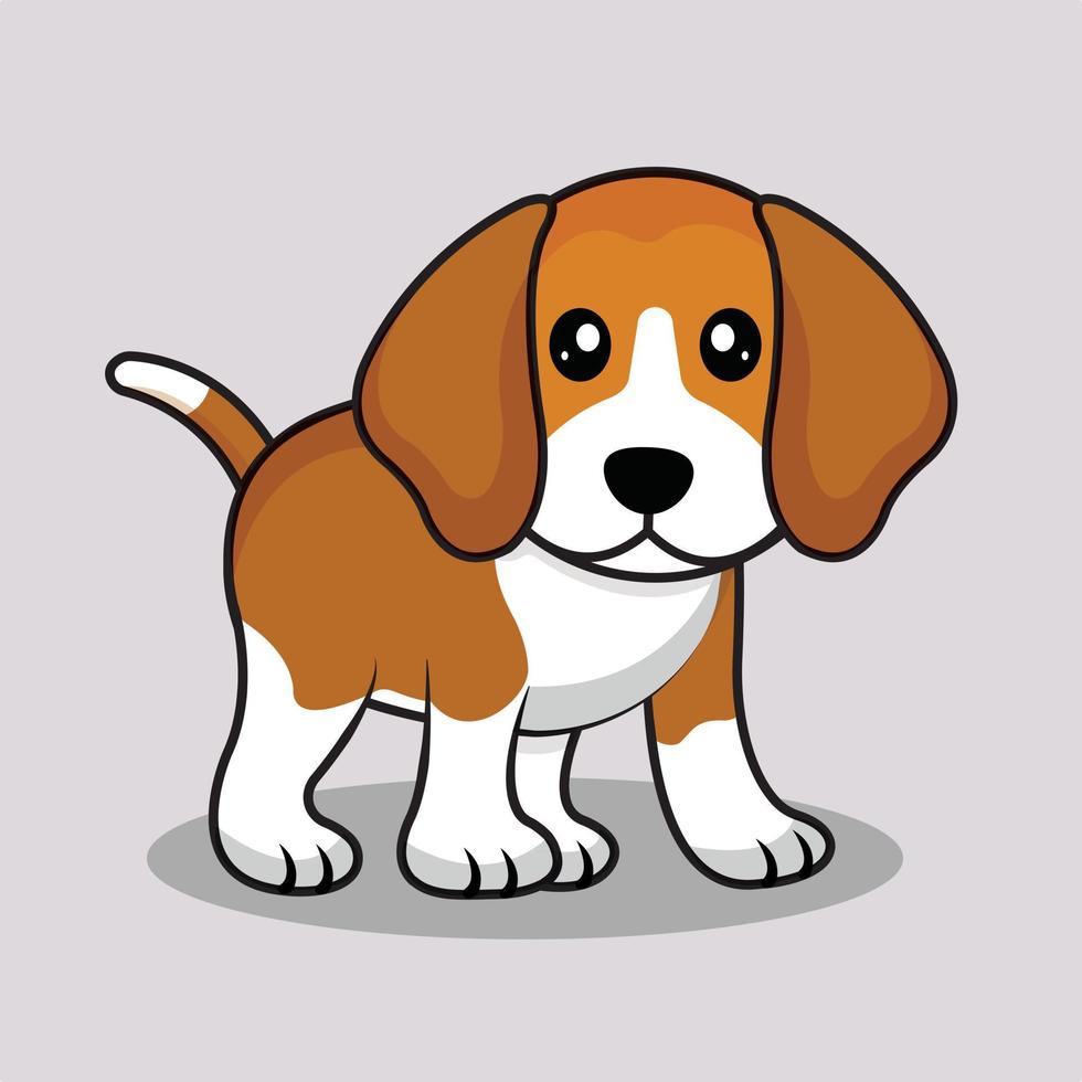 simpatico cartone animato beagle vettore, felice cucciolo di cartone animato seduto, .beagle cucciolo. vettore