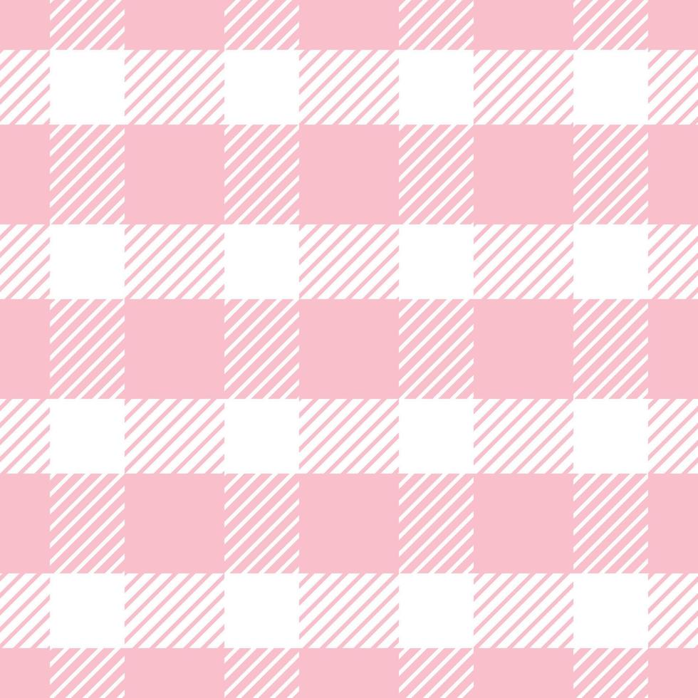 motivo a quadri senza cuciture vettore di ripetizione in design rosa e bianco per stampa, tartan, carta da regalo, tessuti, sfondo a scacchi per tovaglie.