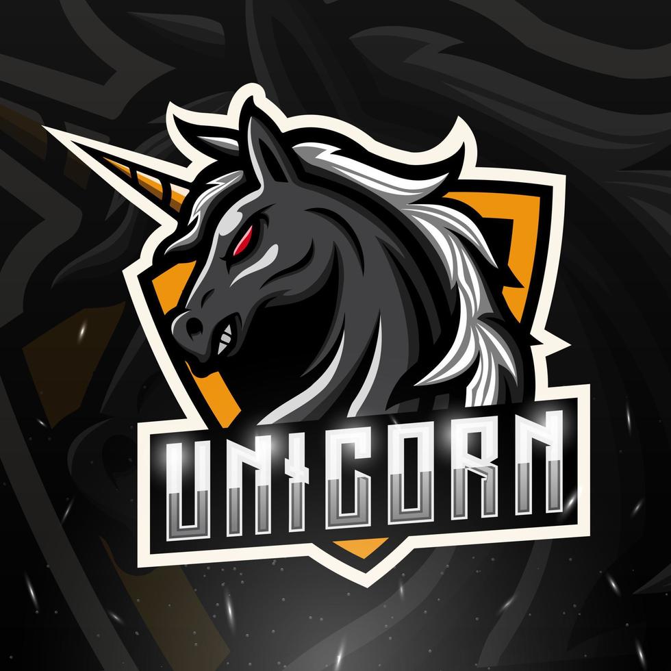 disegno del logo esport mascotte unicorno vettore