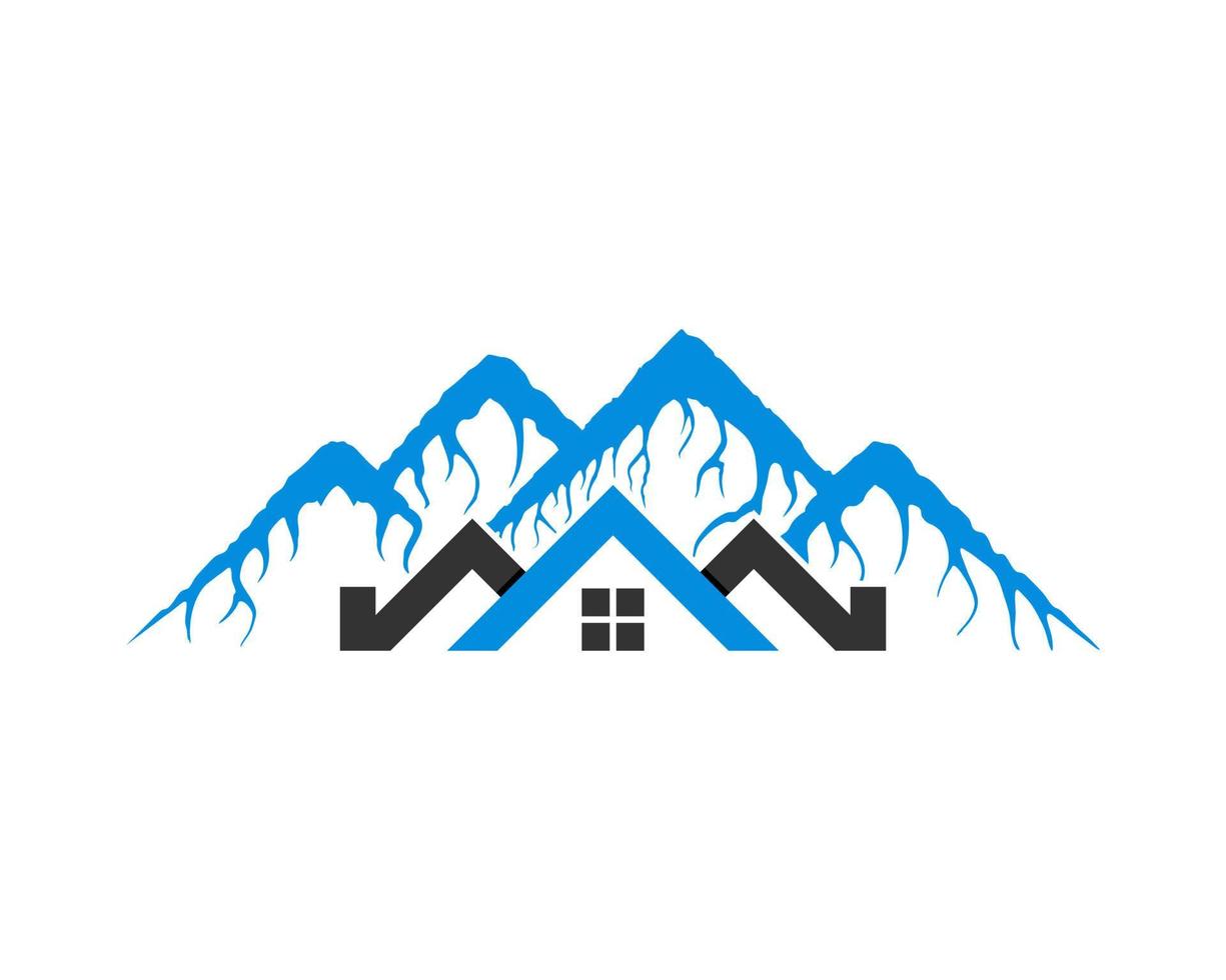 casa immobiliare con montagna blu dietro vettore