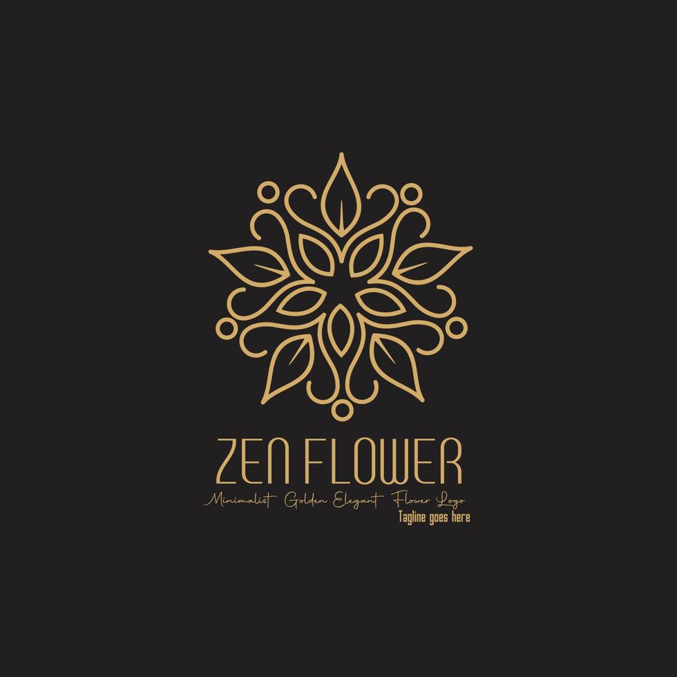 zen fiore cerchio monogramma fiore logo esclusivo vettore