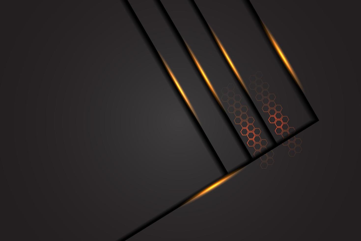 luce gialla astratta freccia esagonale barra su nero scuro spazio vuoto design moderno lusso tecnologia futuristica sfondo illustrazione vettoriale