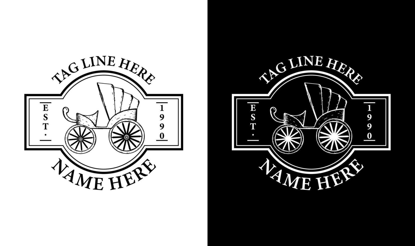 elegante carrello vintage retro distintivo etichetta emblema logo design ispirazione vettore