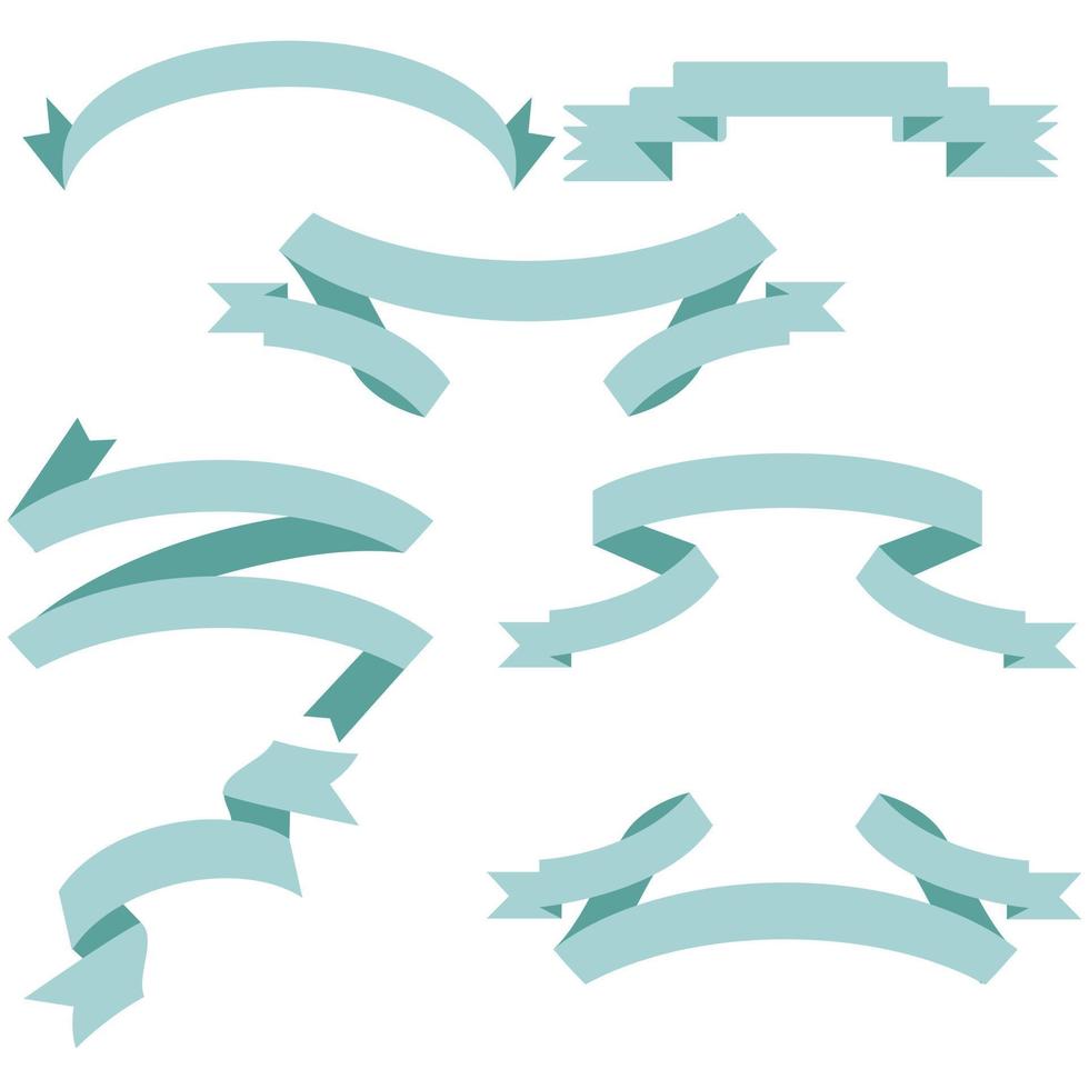 nastro blu pastello impostato in uno sfondo bianco isolato, illustrazione vettoriale