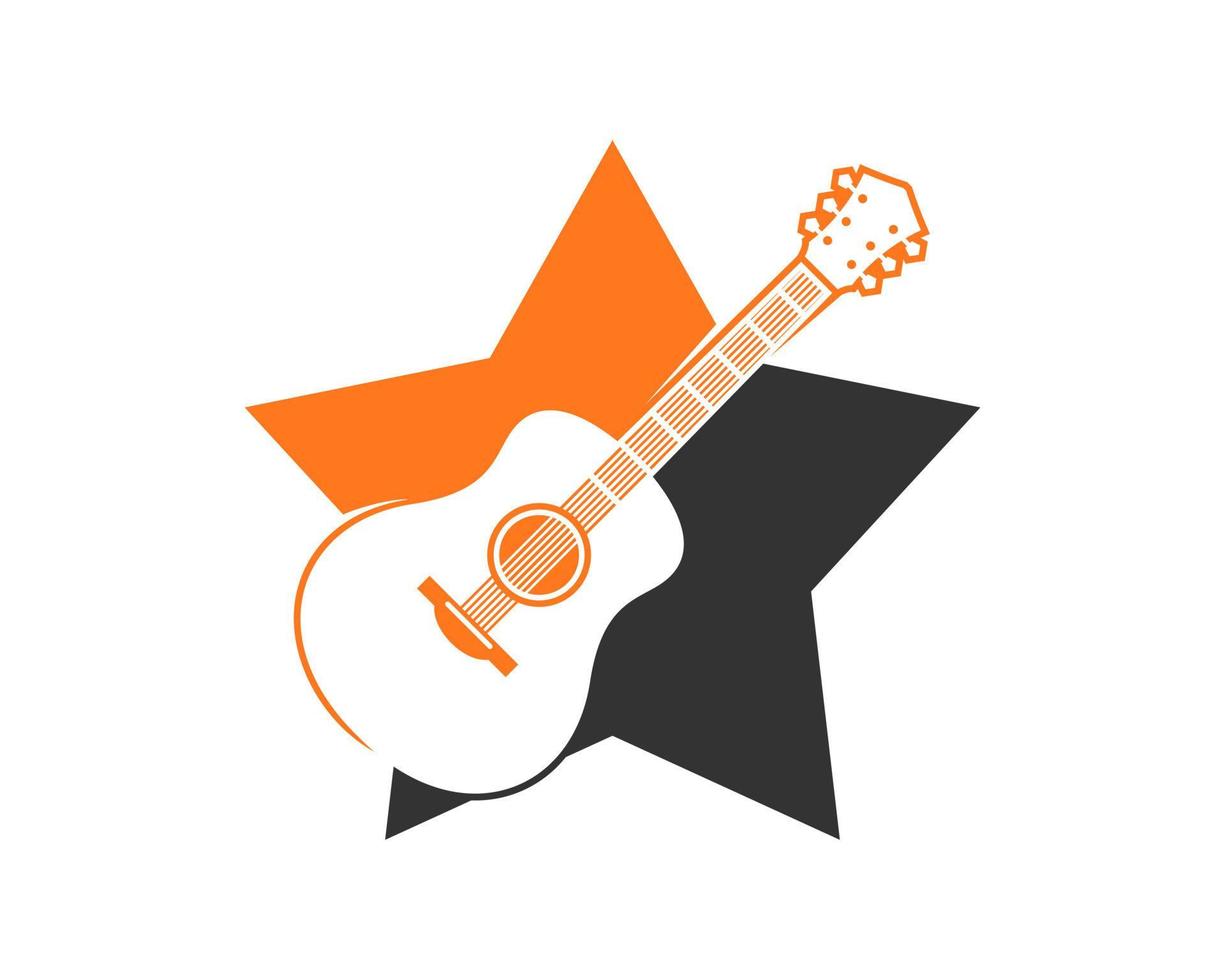 chitarra all'interno del logo della stella vettore