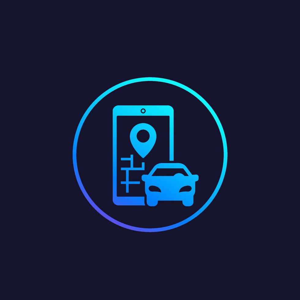 icona vettoriale di car sharing con smartphone e auto