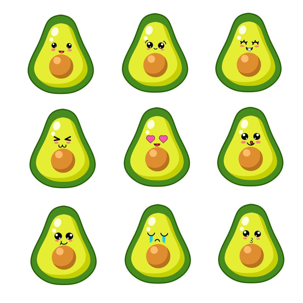 impostare emoji avocado vettore