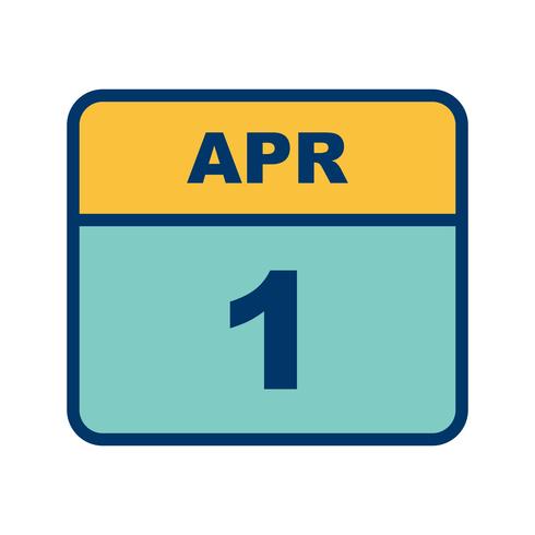 1 ° aprile Data in un giorno unico calendario vettore