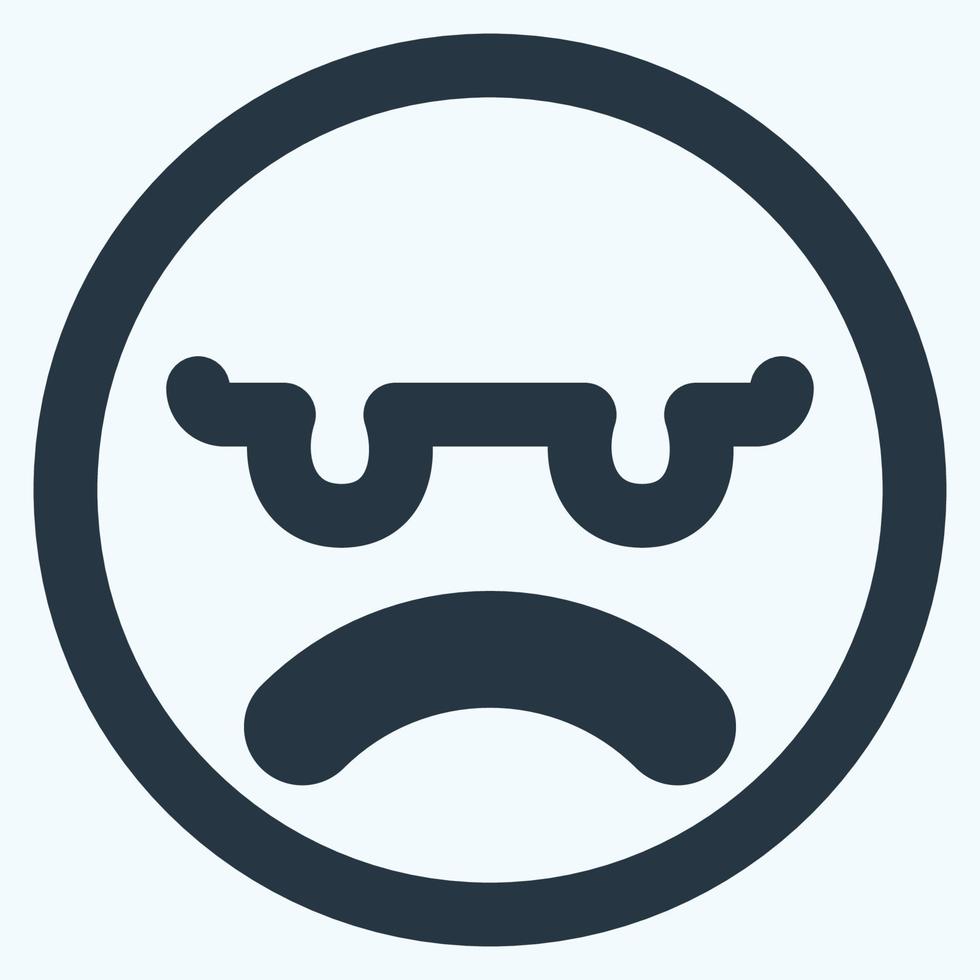 icona emoticon arrabbiata - stile taglio linea vettore