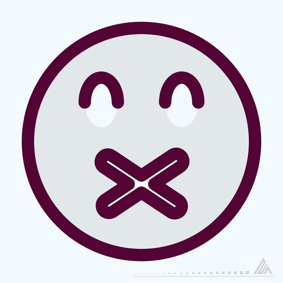 icona emoticon muto - stile di taglio della linea di colore vettore