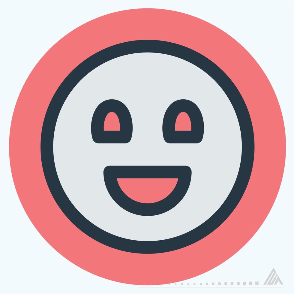 icona emoticon felice - stile compagno di colore vettore