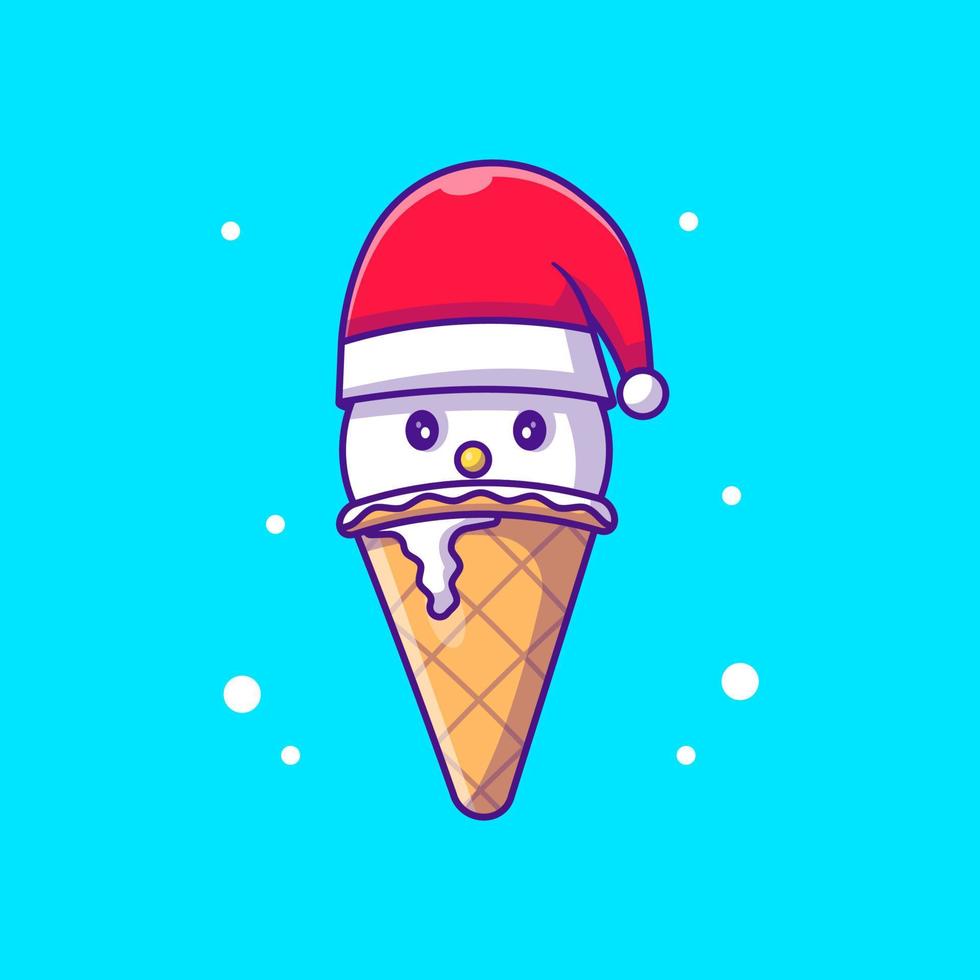carina illustrazione di gelato pupazzo di neve. buon Natale vettore