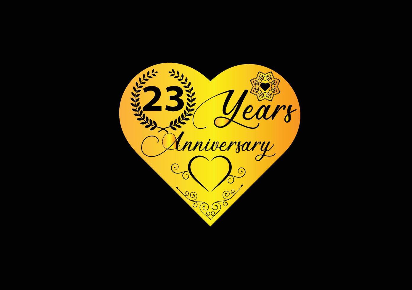 Celebrazione dell'anniversario di 23 anni con il logo dell'amore e il design dell'icona vettore