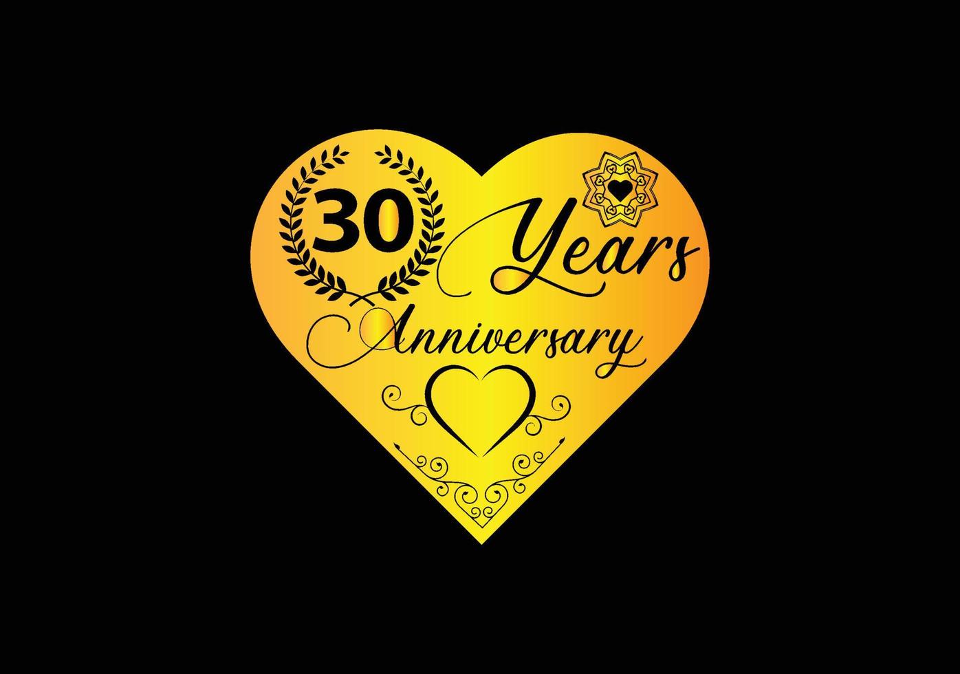 Celebrazione dell'anniversario di 30 anni con il logo dell'amore e il design dell'icona vettore