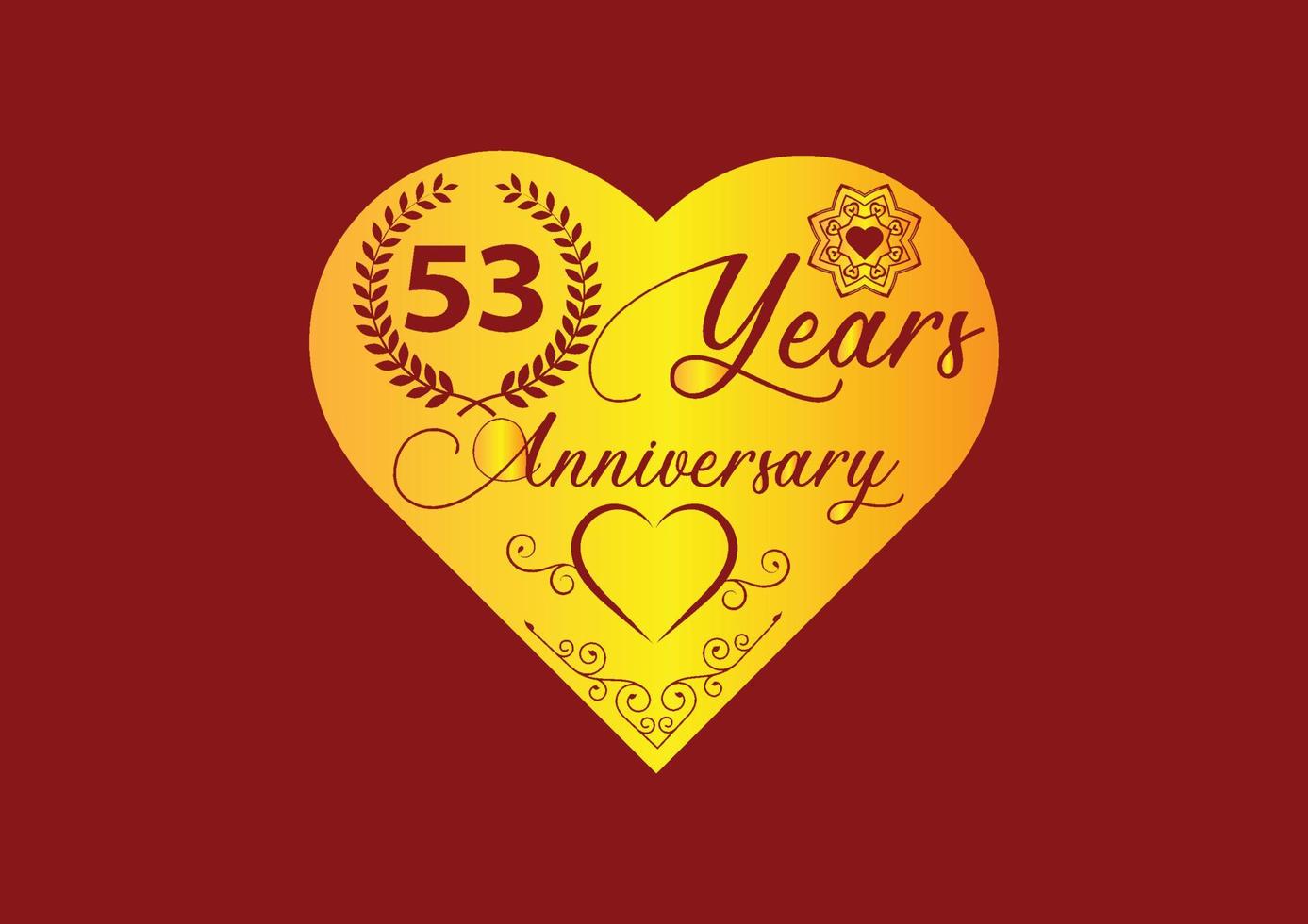 Celebrazione dell'anniversario di 53 anni con il logo dell'amore e il design dell'icona vettore