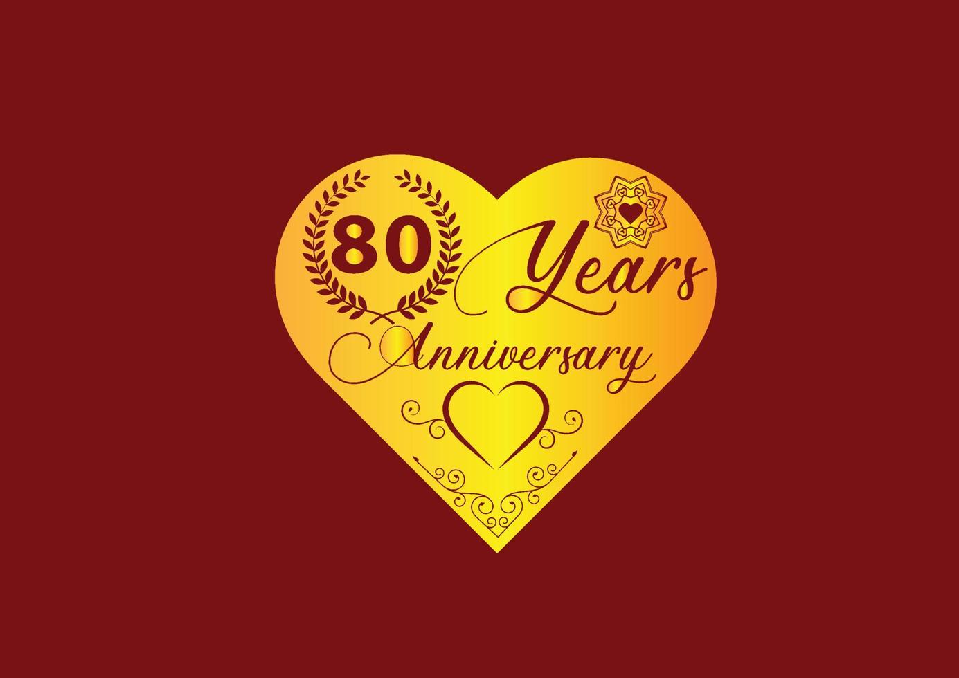 Celebrazione dell'anniversario di 80 anni con il logo dell'amore e il design dell'icona vettore