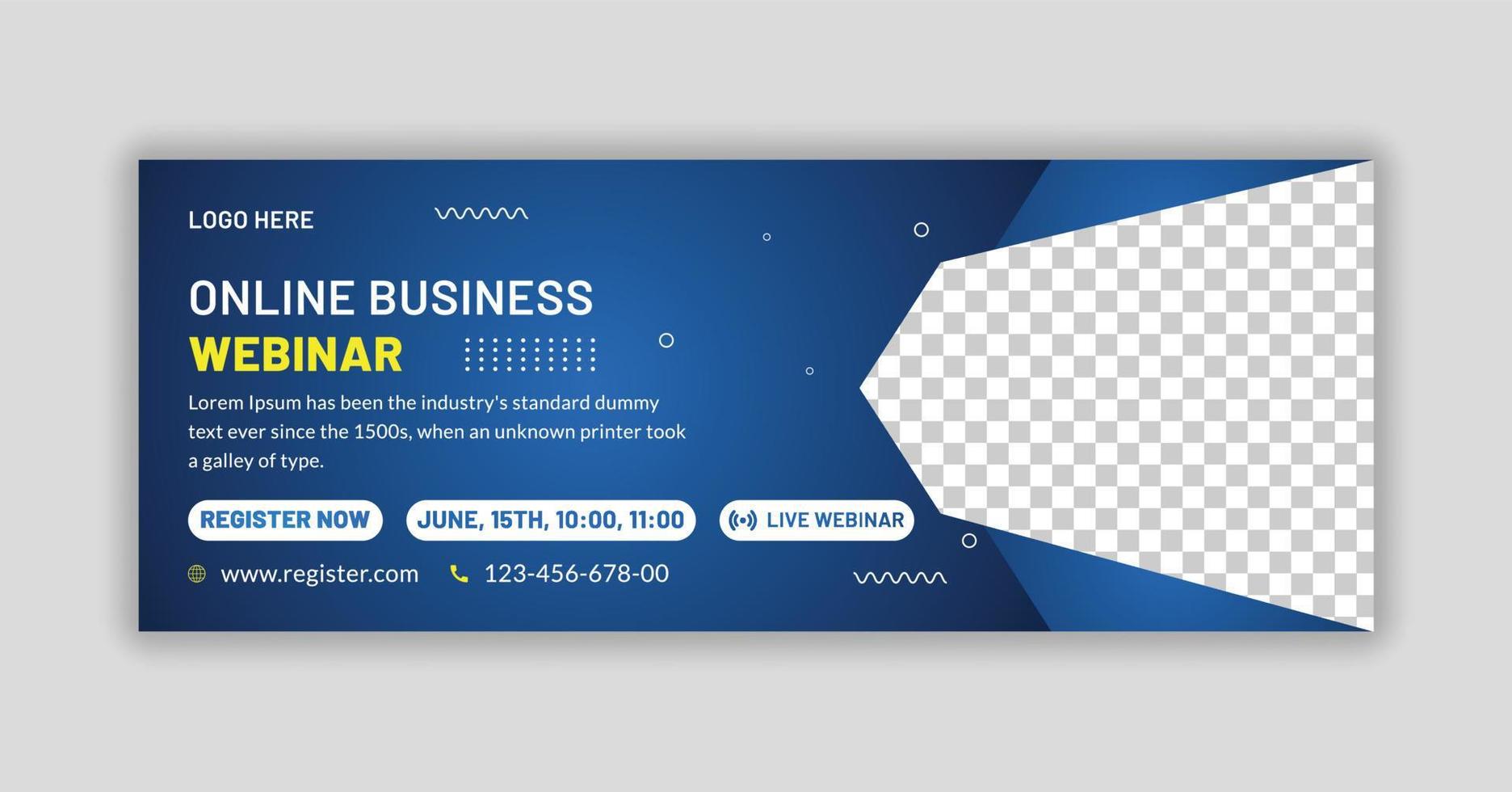 webinar aziendale di marketing digitale, banner web, post sui social media vettore