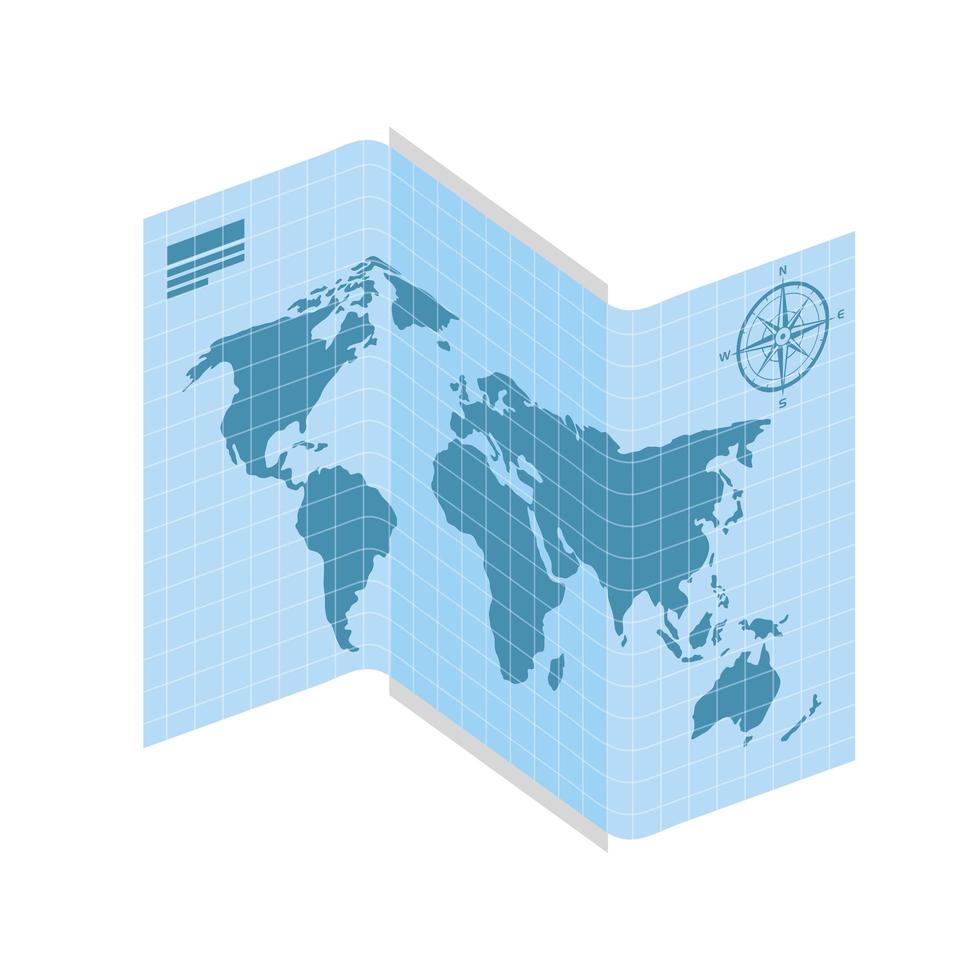 mappa cartacea del pianeta del mondo vettore
