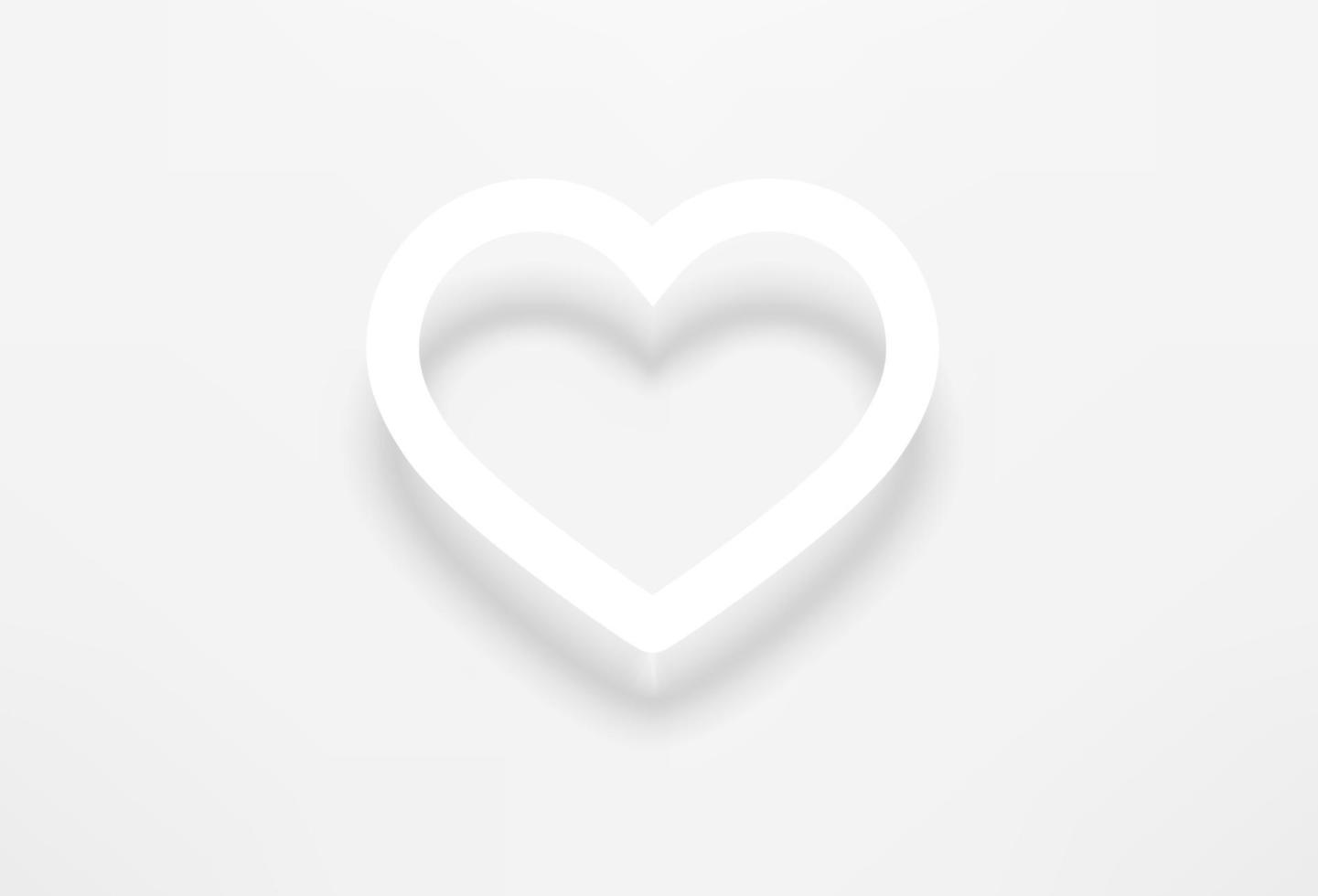 icona di vettore del cuore di contorno bianco con ombra realistica