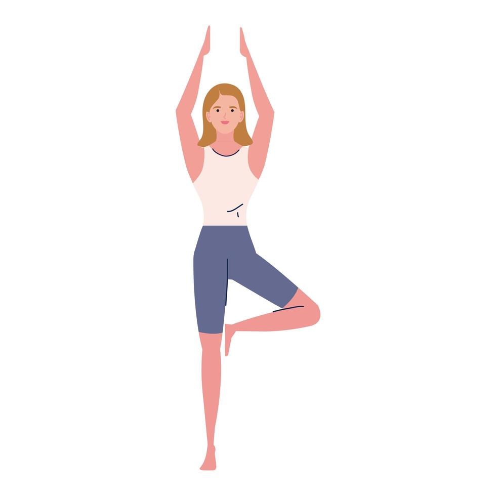 donna che pratica yoga vettore