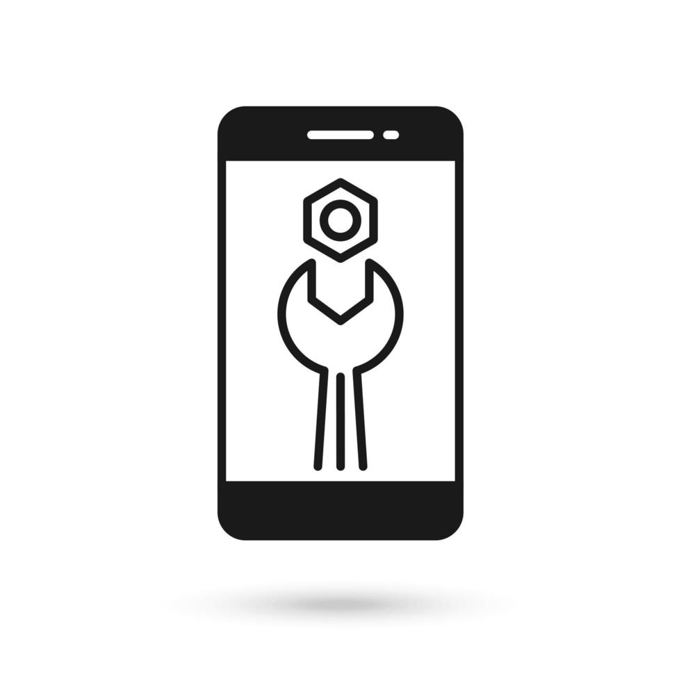 telefono cellulare design piatto con icona di supporto tecnico vettore