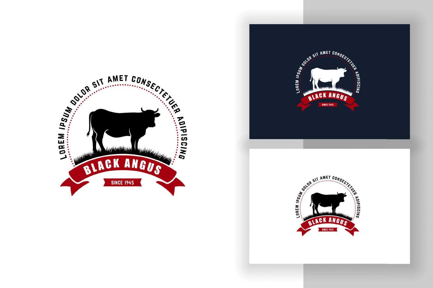 modello di progettazione del logo black angus. illustrazione vettoriale di fattoria delle mucche.