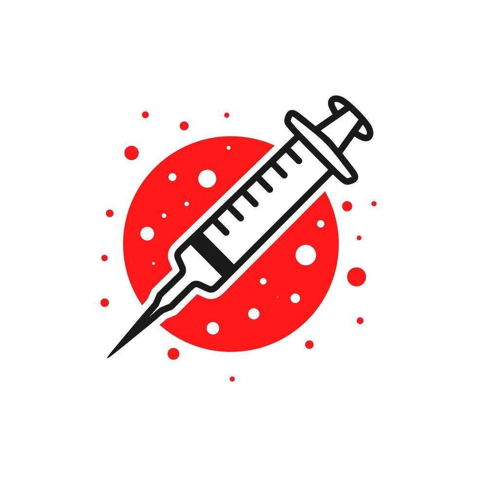 logo design dell'iniezione del vaccino virale vettore