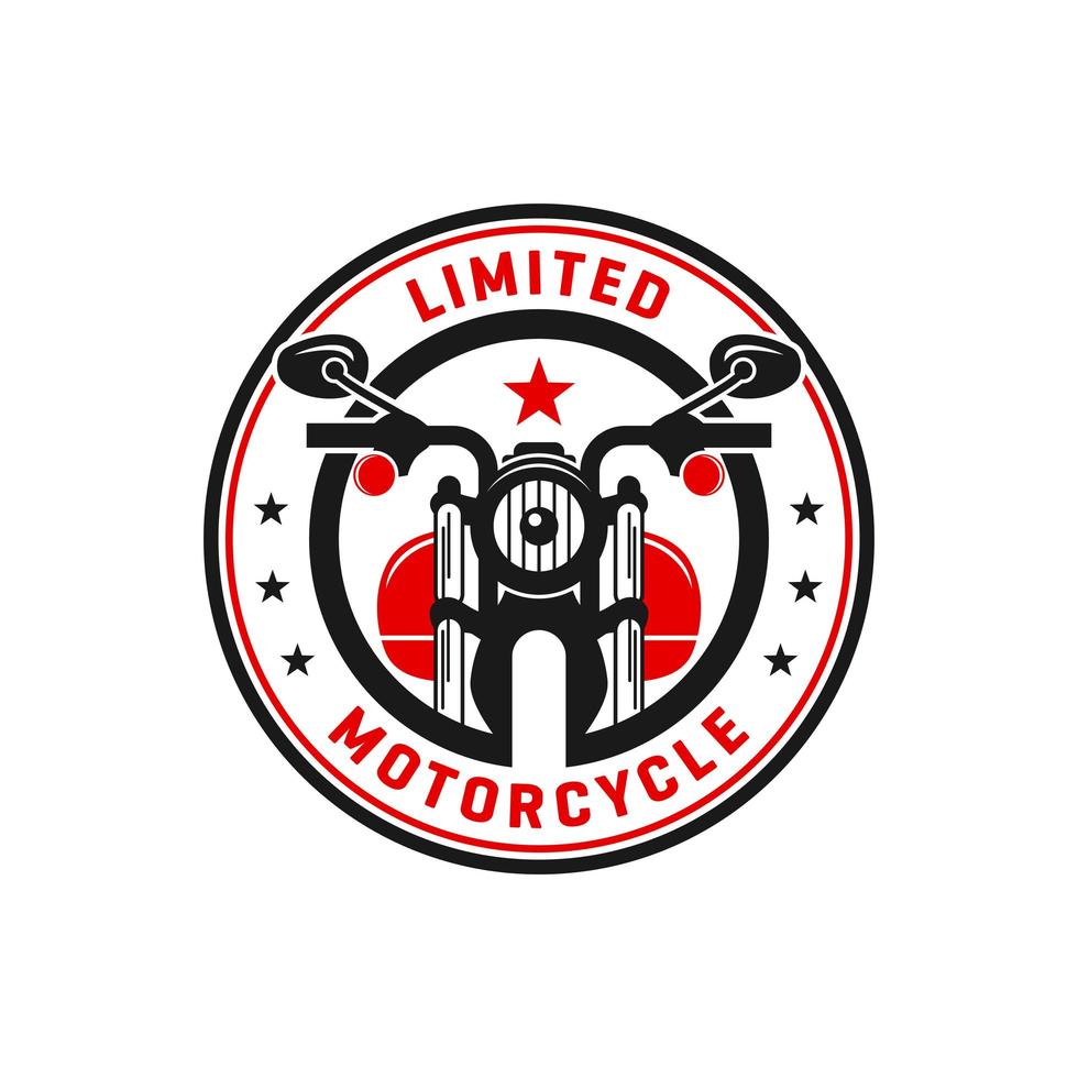 design del logo dell'emblema della moto retrò o vintage vettore