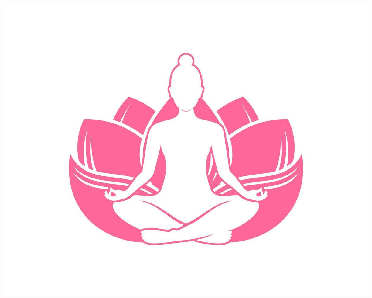 meditazione donna nel fiore di loto vettore