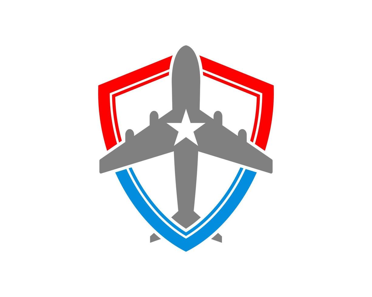volo in aereo all'interno della protezione dello scudo americano vettore