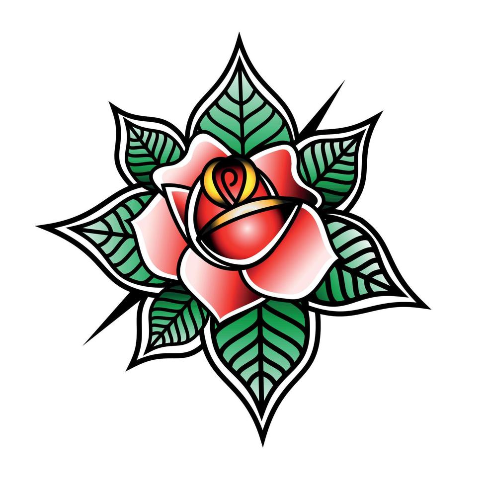 rosa in stile tatuaggio old school. illustrazione vettoriale