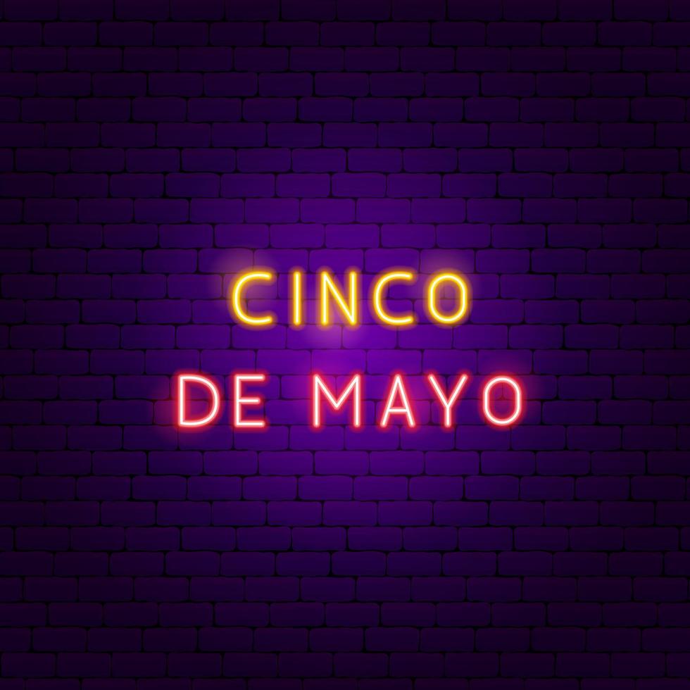 testo al neon cinco de mayo vettore