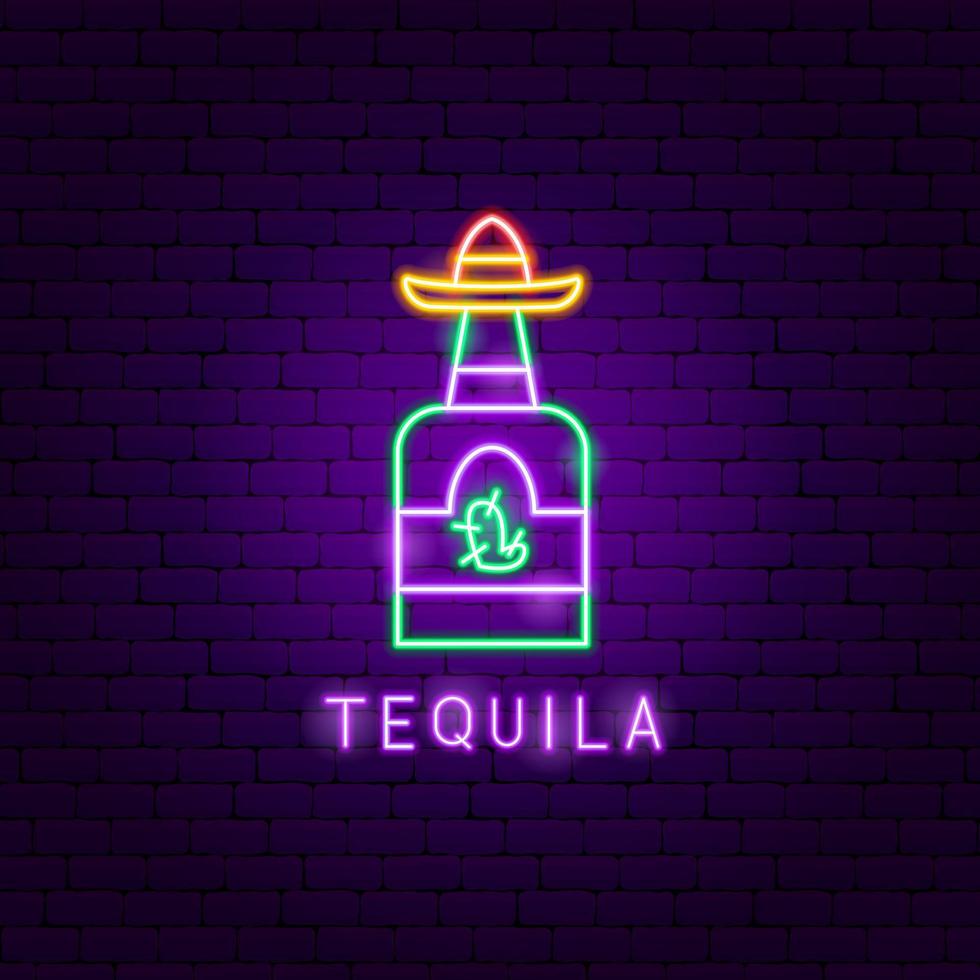 etichetta al neon tequila vettore