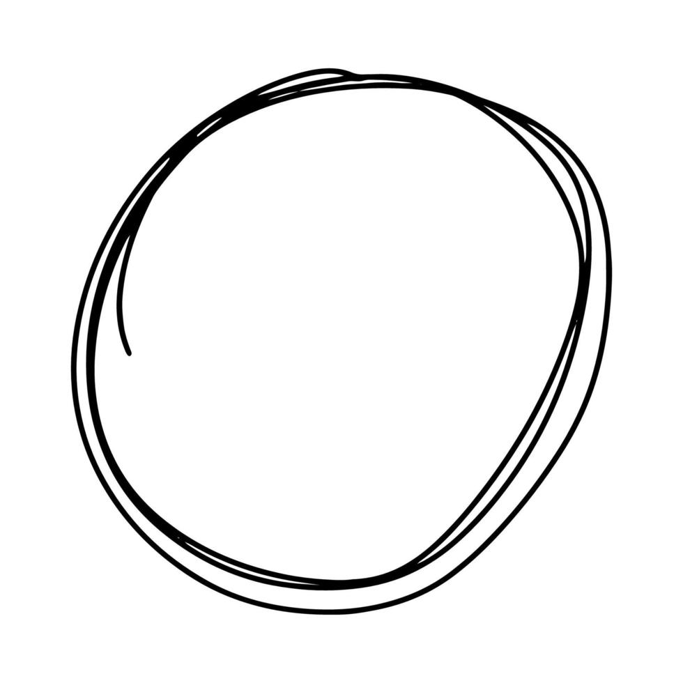 la cornice dello scarabocchio è rotonda. un cerchio disegnato a mano. graffiti casuali. un insieme di cornici rotonde. vettore