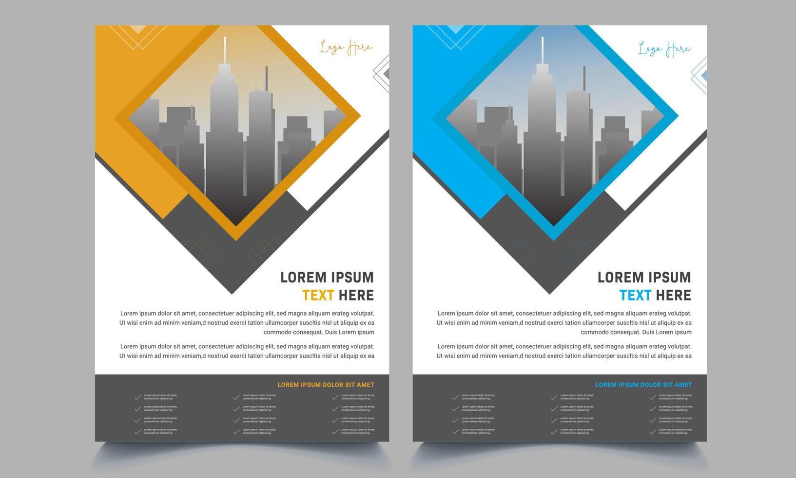 design brochure flyer, modello di copertina aziendale in formato a4, forma geometrica colore rosso e blu vettore