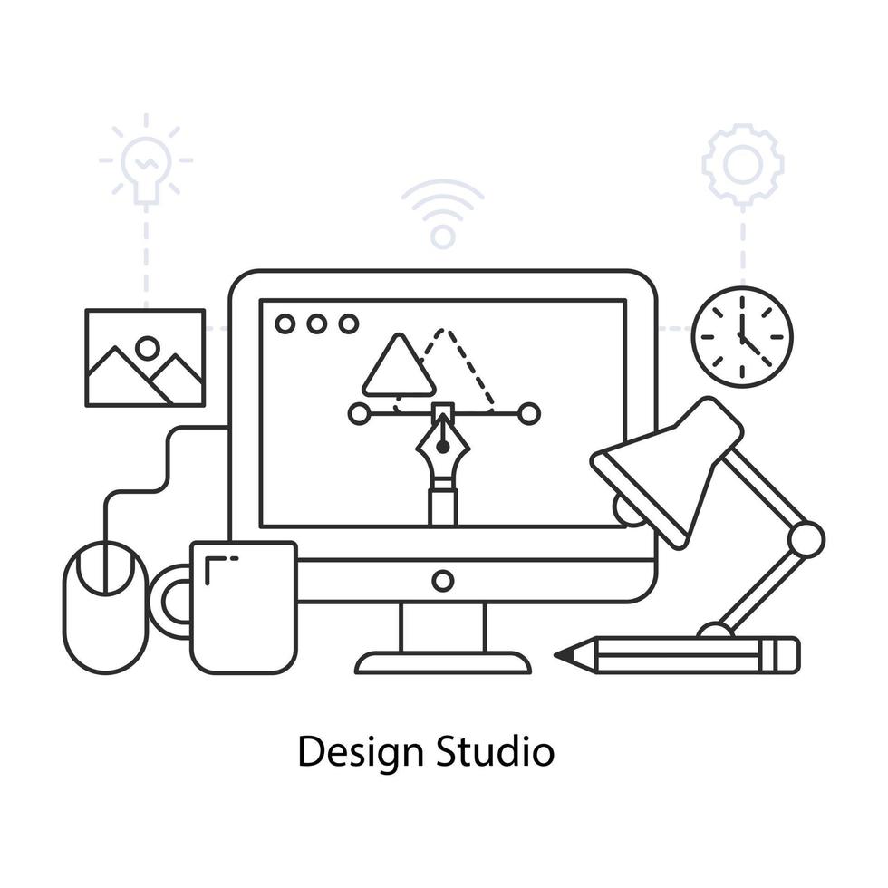 un'illustrazione modificabile di design studio vettore