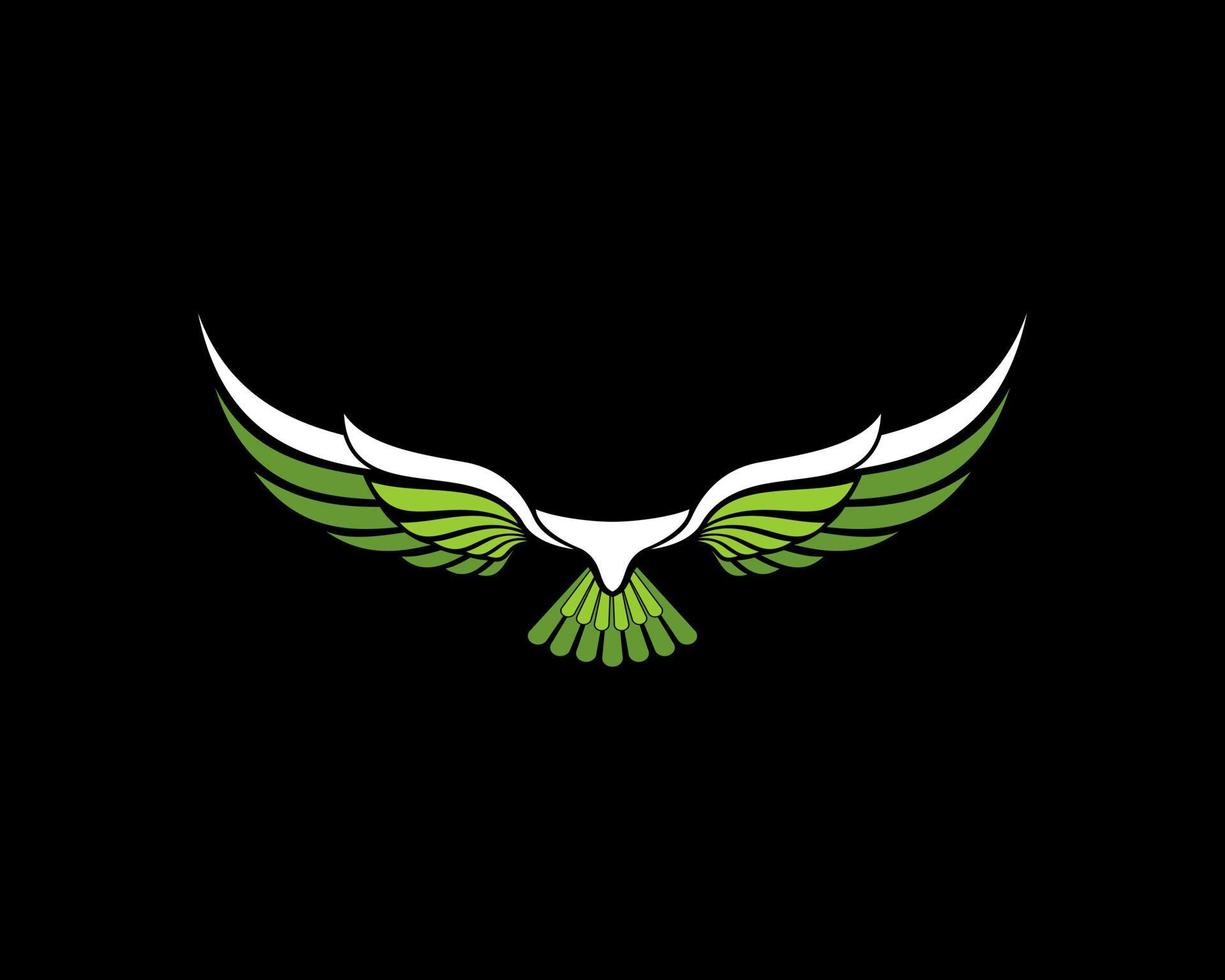 aquila volante astratta con i colori verde e bianco vettore