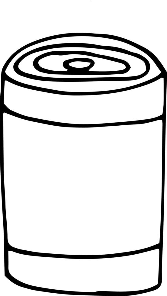 icona del barattolo di latta. scarabocchio disegnato a mano. , scandinavo, nordico, cibo in scatola da campo monocromatico minimalista vettore